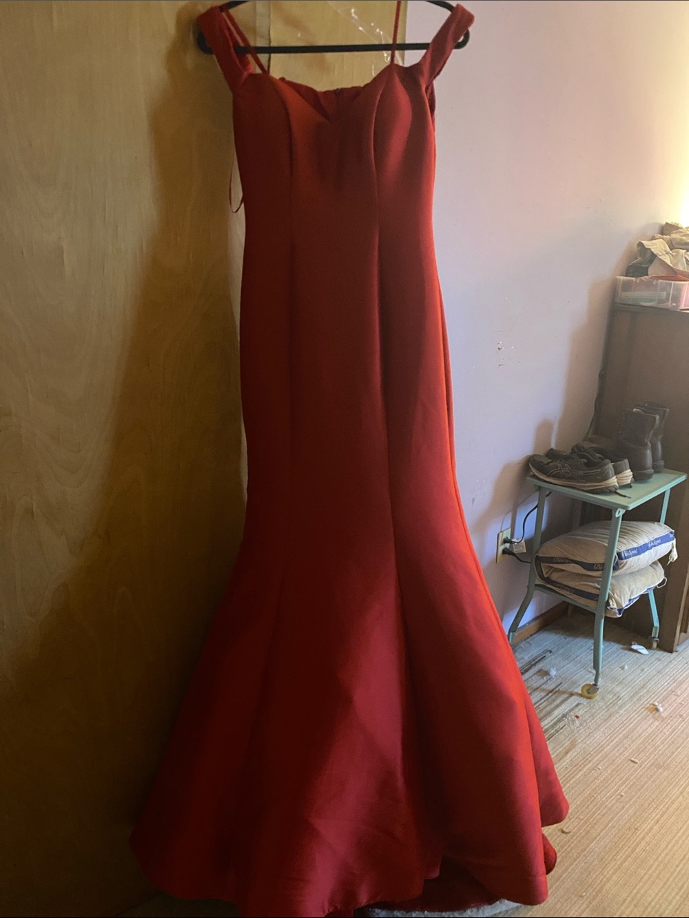 Jovani Red Off-Shoulder Mermaid Gown